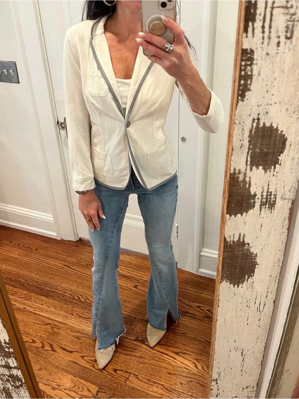 Authentic American Heritage Cream Blazer with Gray Trim